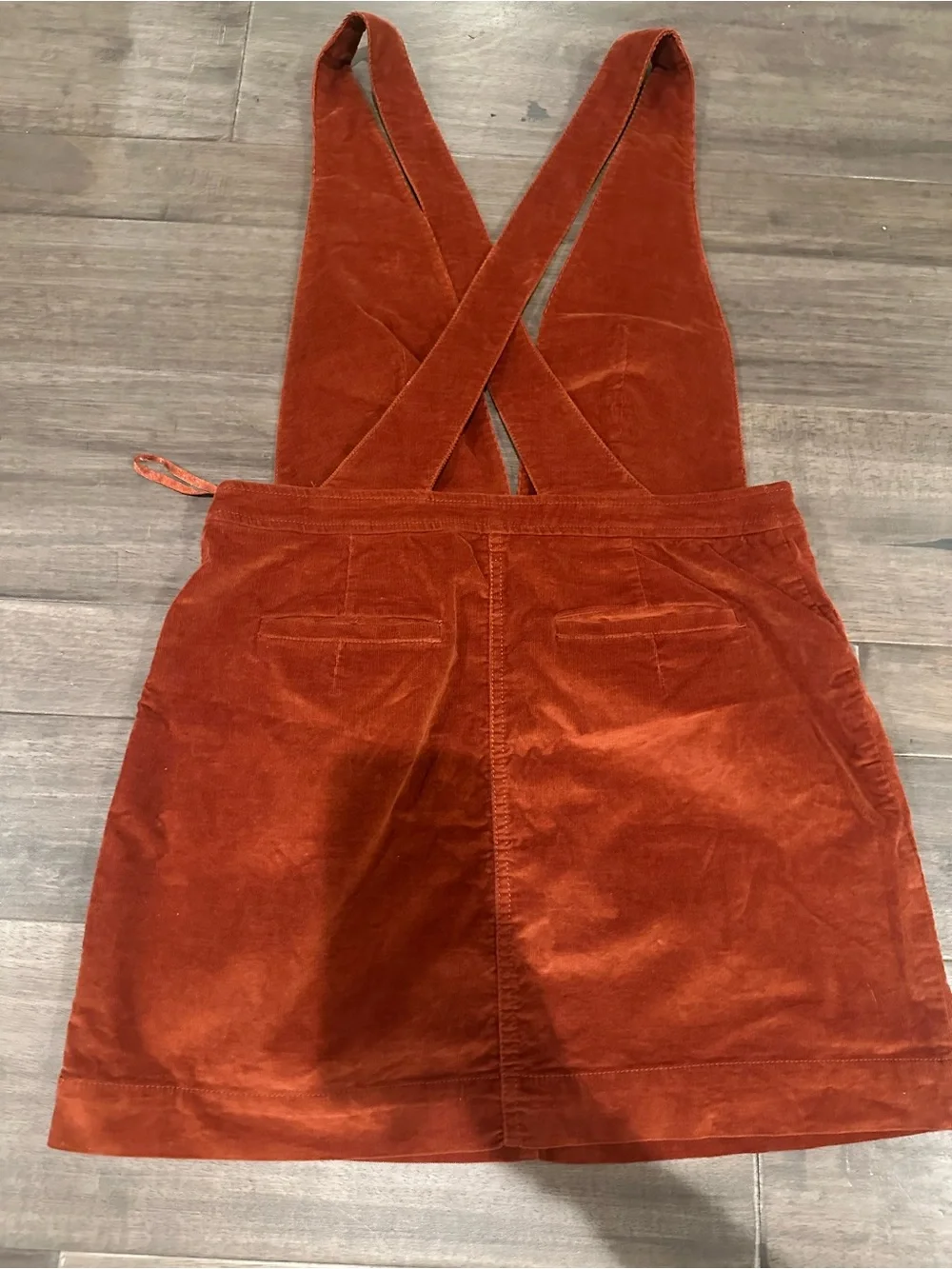 Free People Burnt Orange Corduroy Pinafore Mini Dress